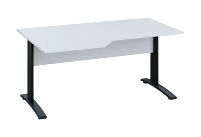 EZK 28 - 166 stůl kancelářský, rohový, levý, kovová podnož černá, deska 25 mm, široký 1600 mm, bílá